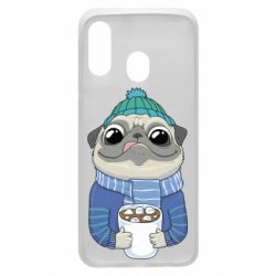Чехол для Samsung A40 Мопс любит кофе - PrintSalon