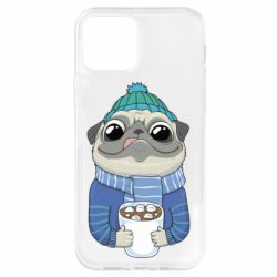 Чехол для iPhone 12 Мопс любит кофе - PrintSalon