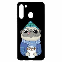 Чехол для Samsung A21 Мопс любит кофе - PrintSalon