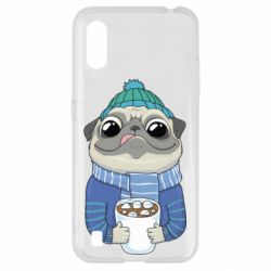 Чехол для Samsung A01/M01 Мопс любит кофе