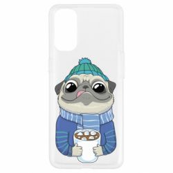 Чехол для Oppo Reno 4 Мопс любит кофе - PrintSalon