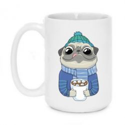 Чашка 420ml Мопс любит кофе - PrintSalon