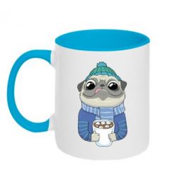 Чашка двокольорова Мопс любит кофе-PrintSalon Чашка двокольорова Мопс любит кофе