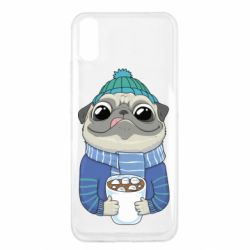 Чехол для Xiaomi Redmi 9a Мопс любит кофе