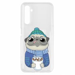 Чехол для Realme 6 Мопс любит кофе - PrintSalon