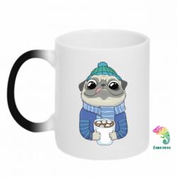 Чашка-хамелеон Мопс любит кофе - PrintSalon