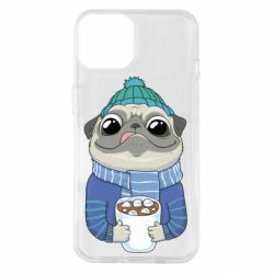 Чехол для iPhone 14 Мопс любит кофе - PrintSalon