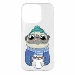 Чехол для iPhone 14 Pro Мопс любит кофе - PrintSalon