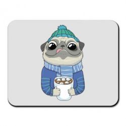 Коврик для мыши Мопс любит кофе - PrintSalon