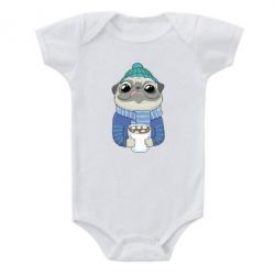 Детский бодик Мопс любит кофе - PrintSalon