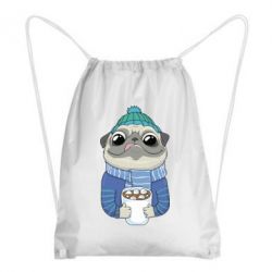 Рюкзак-мешок Мопс любит кофе - PrintSalon