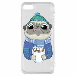 Чехол для iPhone5/5S/SE Мопс любит кофе - PrintSalon