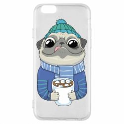 Чехол для iPhone 6/6S Мопс любит кофе - PrintSalon