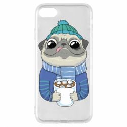 Чехол для iPhone 8 Мопс любит кофе - PrintSalon