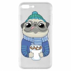 Чехол для iPhone 8 Plus Мопс любит кофе - PrintSalon