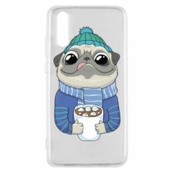 Чехол для Huawei P20 Мопс любит кофе - PrintSalon