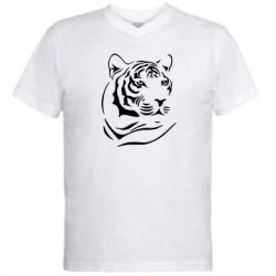 Мужская футболка  с V-образным вырезом Морда тигра - PrintSalon
