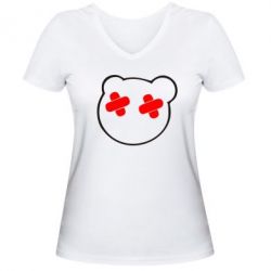 Жіноча футболка з V-подібним вирізом мордочка - PrintSalon