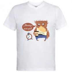 Мужская футболка  с V-образным вырезом Morning is never good - PrintSalon