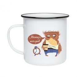 Кружка эмалированная Morning is never good - PrintSalon