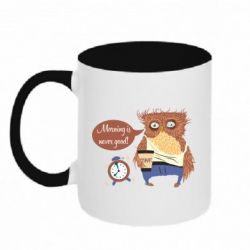 Чашка двухцветная 320ml Morning is never good - PrintSalon
