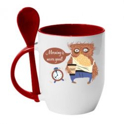 Чашка с ложкой Morning is never good - PrintSalon