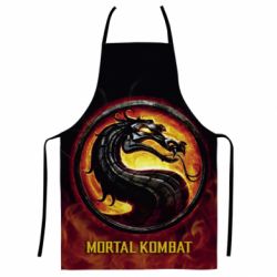 Фартух з 3D принтом Mortal kombat  logo and fire - PrintSalon