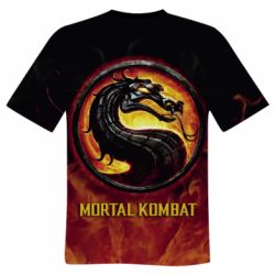 Чоловіча футболка 3D Mortal kombat  logo and fire - PrintSalon