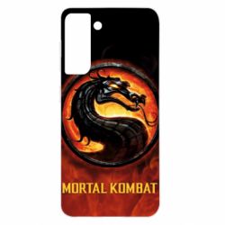 Чохол для Samsung S21 Mortal kombat  logo and fire - PrintSalon