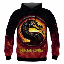 Чоловіче 3D худі Mortal kombat  logo and fire - PrintSalon