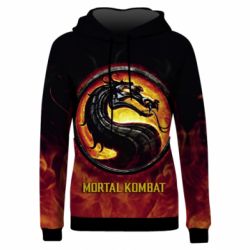 Жіноче 3D худі Mortal kombat  logo and fire - PrintSalon