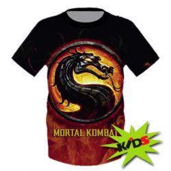 Дитяча 3D футболка Mortal kombat  logo and fire - PrintSalon