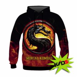 Дитяче 3D худі Mortal kombat  logo and fire - PrintSalon