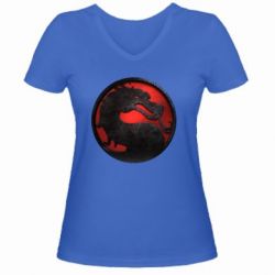 Жіноча футболка з V-подібним вирізом Mortal Kombat Logo - PrintSalon