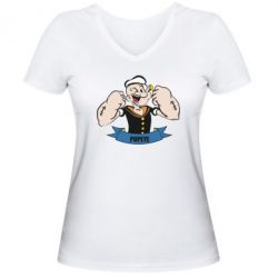 Жіноча футболка з V-подібним вирізом Моряк Папай - PrintSalon