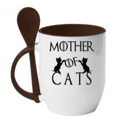 Чашка з ложкою Mother of cats1 - PrintSalon