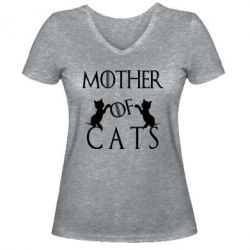 Жіноча футболка з V-подібним вирізом Mother of cats1 - PrintSalon