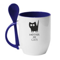 Чашка с ложкой Mother of cats - PrintSalon
