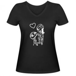 Женская футболка с V-образным вырезом MOTO LOVE - PrintSalon