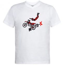 Мужская футболка  с V-образным вырезом Moto-X - PrintSalon