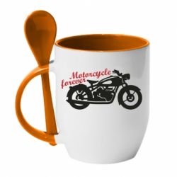 Чашка с ложкой Motorcycle forever - PrintSalon