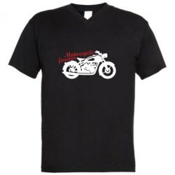 Мужская футболка  с V-образным вырезом Motorcycle forever - PrintSalon
