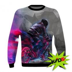 Дитячий 3D світшот Motorcycle neon lov poly