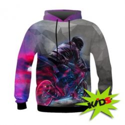 Дитяче 3D худі Motorcycle neon lov poly-PrintSalon Дитяче 3D худі Motorcycle neon lov poly