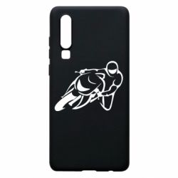 Чехол для Huawei P30 Motorcyclist racer - PrintSalon