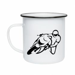 Кружка эмалированная Motorcyclist racer - PrintSalon
