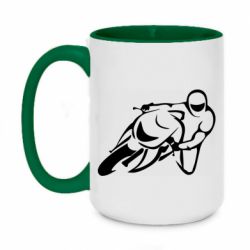 Чашка двухцветная 420ml Motorcyclist racer - PrintSalon
