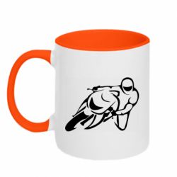Чашка двухцветная 320ml Motorcyclist racer - PrintSalon
