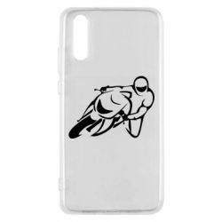Чехол для Huawei P20 Motorcyclist racer - PrintSalon
