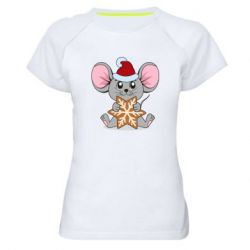 Жіноча футболка для спорту Mouse with cookies - PrintSalon